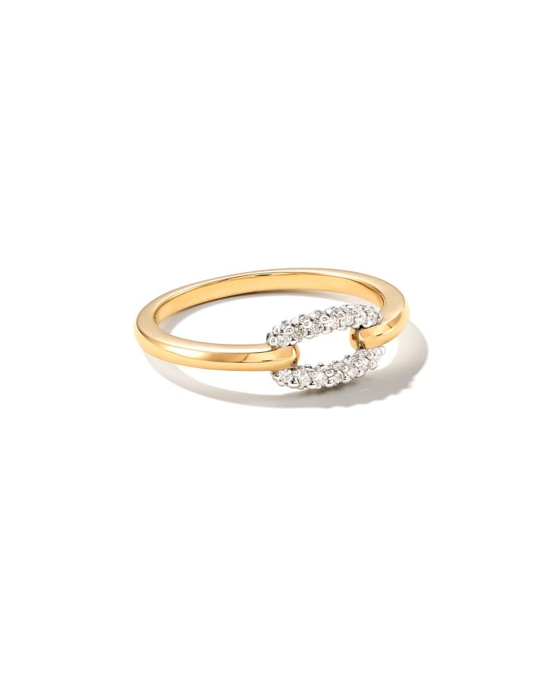 Whitney 14k Yellow Gold Band Ring in White Diamond