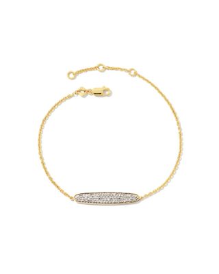 Mattie 18k Yellow Gold Vermeil Pave Delicate Bracelet in White Diamond