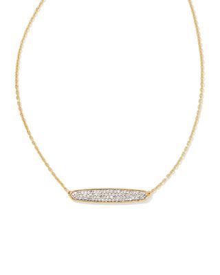 Mattie 18k Yellow Gold Vermeil Pave Pendant Necklace in White Diamond