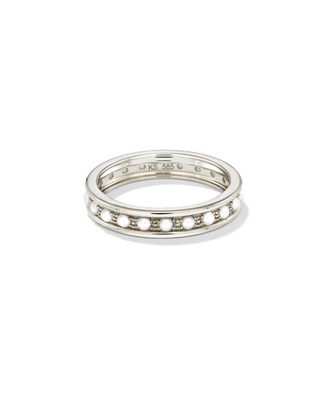 Cathleen 14k Yellow Gold Band Ring in Pearl - 7