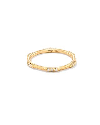 Posey 14k Yellow Gold Band Ring White Diamonds