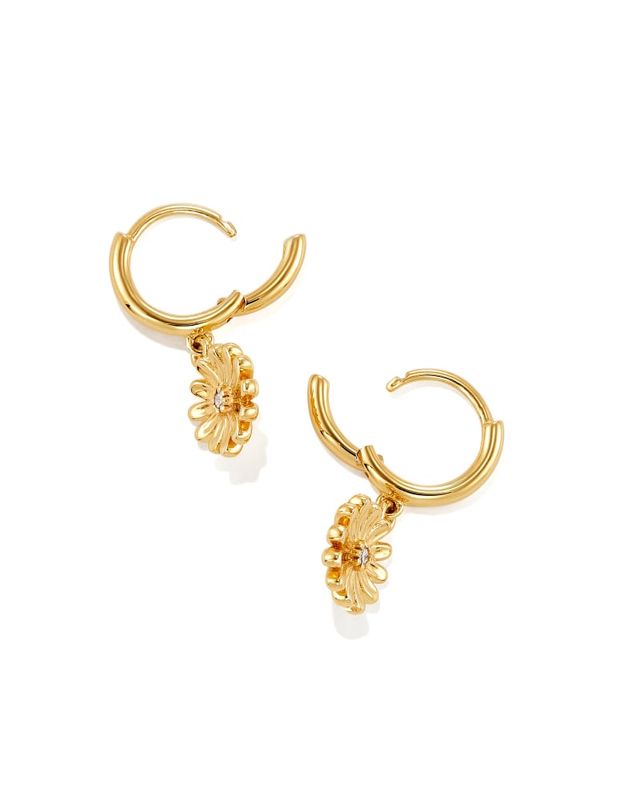 Davie 18k Gold Vermeil Pave Stud Earrings in White Diamond