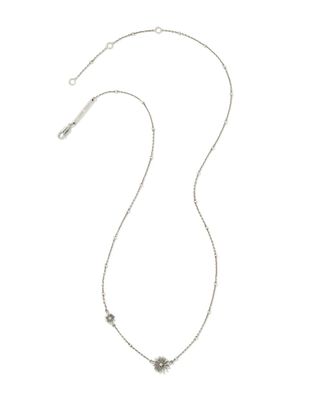 Daisy Oxidized Sterling Silver Pendant Necklace in White Diamond