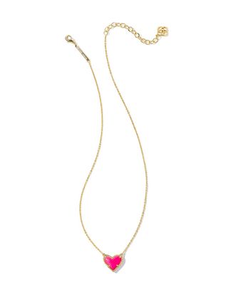 Ari Heart Gold Pendant Necklace Iridescent Drusy