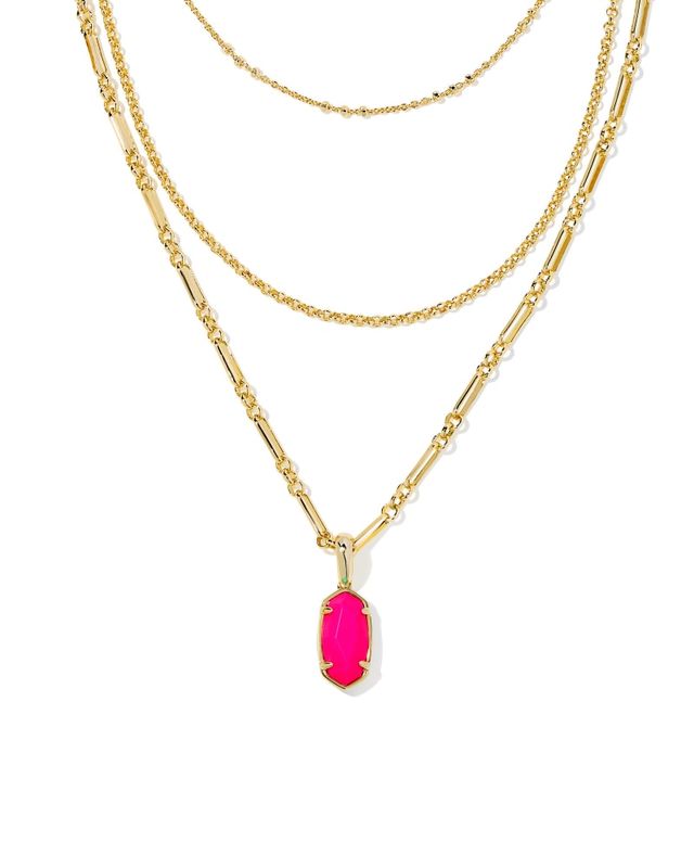 Kendra Scott Threaded ELISA Gold Pendant Necklace - Pink Mix