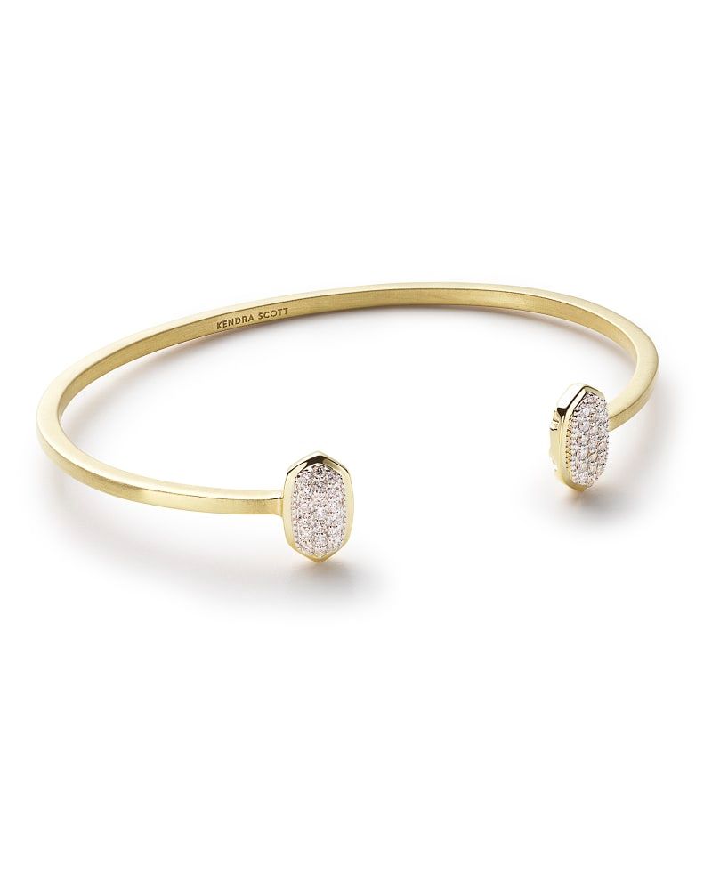 Audrey 14k Yellow Gold Bangle Bracelet in White Diamonds