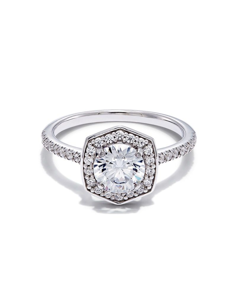 Rectangular Sparkling Halo Ring