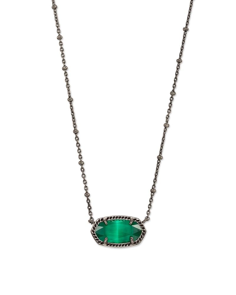 Elisa Gold Pendant Necklace in Emerald Cat's Eye