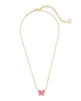 Kendra Scott Lillia Butterfly Gold Pendant Necklace in Rose Pink Kyocera  Opal