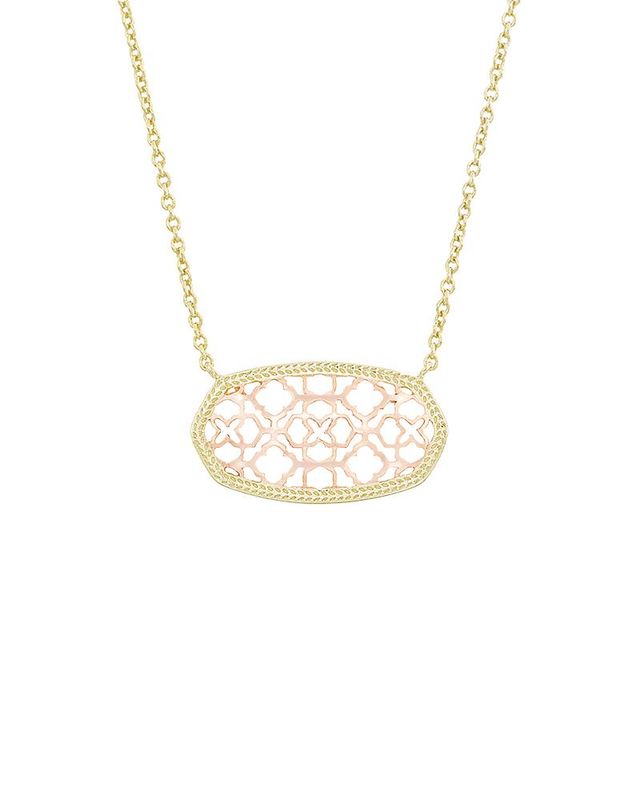 Kendra Scott Ember Rose Gold Pendant Necklace in Light Pink Opal