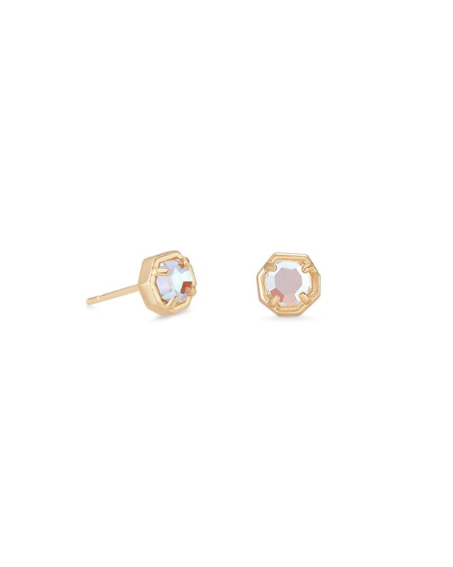 Jolie Gold Stud Earrings in Dichroic Glass