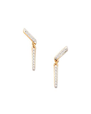 Mina 14k Yellow Gold Drop Earrings in White Diamond