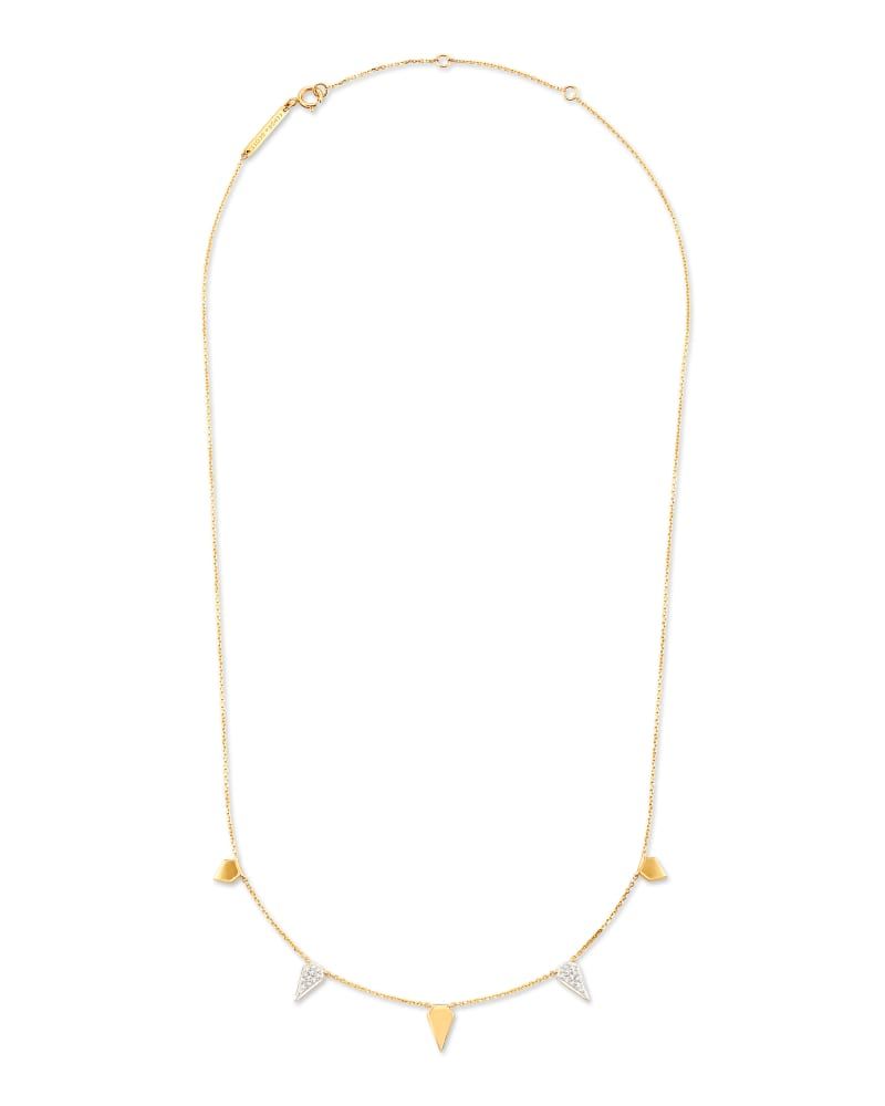 Michelle 14k Yellow Gold Strand Necklace in White Diamond