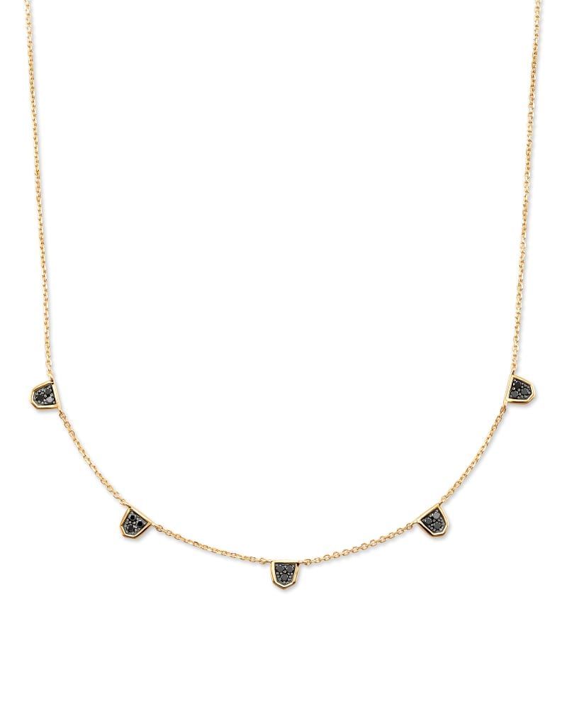 Elisa Gold Pendant Necklace in Black Opaque Glass