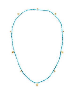 Britt Vintage Gold Convertible Stretch Necklace in Variegated Turquoise Magnesite