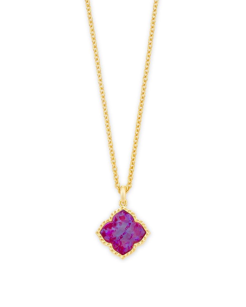 Cross Gold Pendant Necklace in White Kyocera Opal