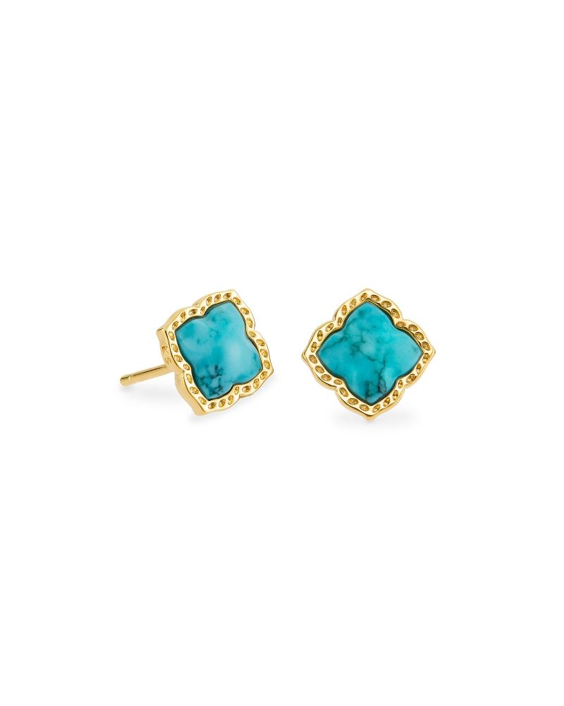 Gold Finish Green Semi-Precious Stone Stud Earrings In Sterling Silver  Design by Aaharya at Pernia's Pop Up Shop 2023