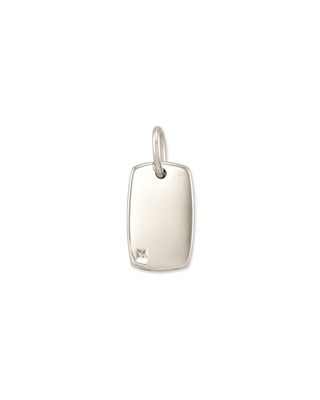 Dog Tag Sterling Silver Charm in White Diamond