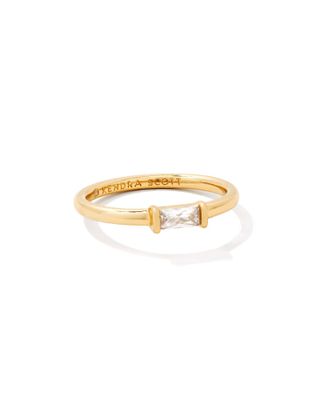 Juliette Gold Band Ring White Crystal