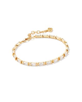 Juliette Gold Delicate Chain Bracelet in White Crystal
