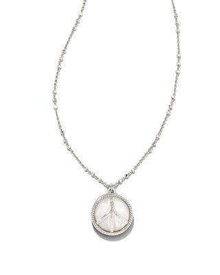 Peace Silver Pendant Necklace in Ivory Mother-of-Pearl