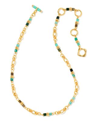 Bree Gold Convertible Chain Necklace in Blue Mix