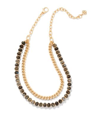 Rebecca Gold Multi Strand Necklace in Black Labradorite