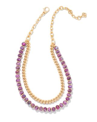 Rebecca Gold Multi Strand Necklace in Bronze Veined Purple Turquoise Magnesite