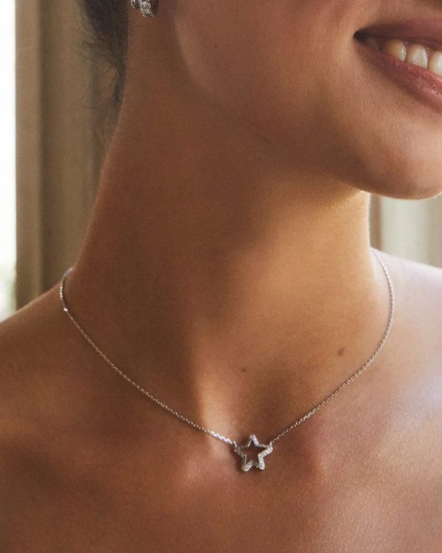 Jae Star Silver Pendant Necklace in Platinum Drusy