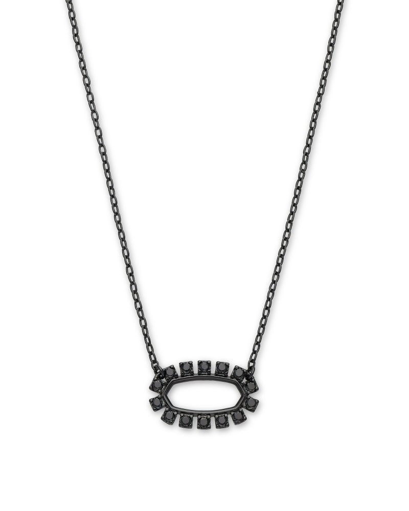 Elisa Gunmetal Pendant Necklace in Black