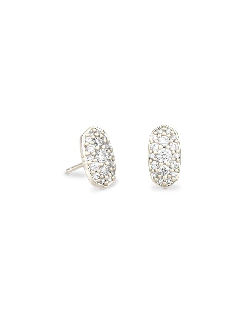 Grayson Gold Stud Earrings in White Crystal | Kendra Scott