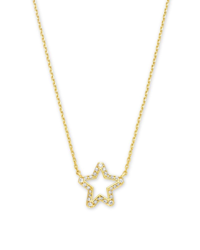 Grayson Gold Pendant Necklace in White Crystal