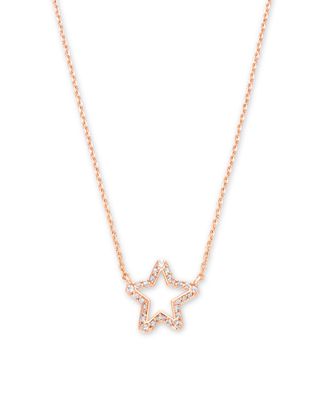 Jae Star Rose Gold Pendant Necklace in White Crystal