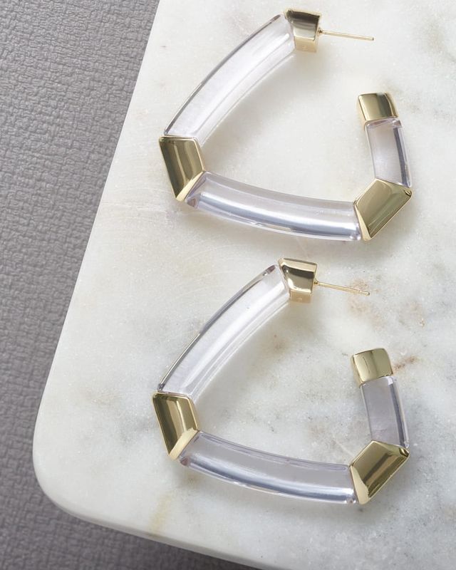 Kendra Scott Arden Gold Statement Hoop Earrings in Clear