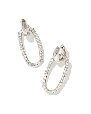 Danielle Silver Convertible Link Earrings in White Crystal