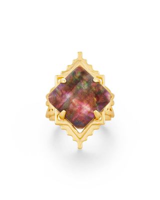 Cass Gold Cocktail Ring Mauve Abalone