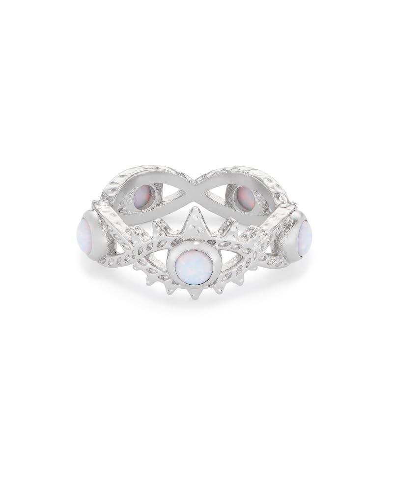 Juliette Silver Band Ring in White Crystal