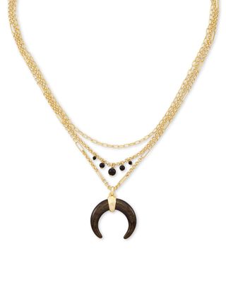 Gemma Gold Triple Strand Necklace in Golden Obsidian