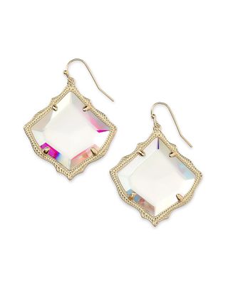 Kirsten Gold Drop Earrings in Clear Dichroic Glass