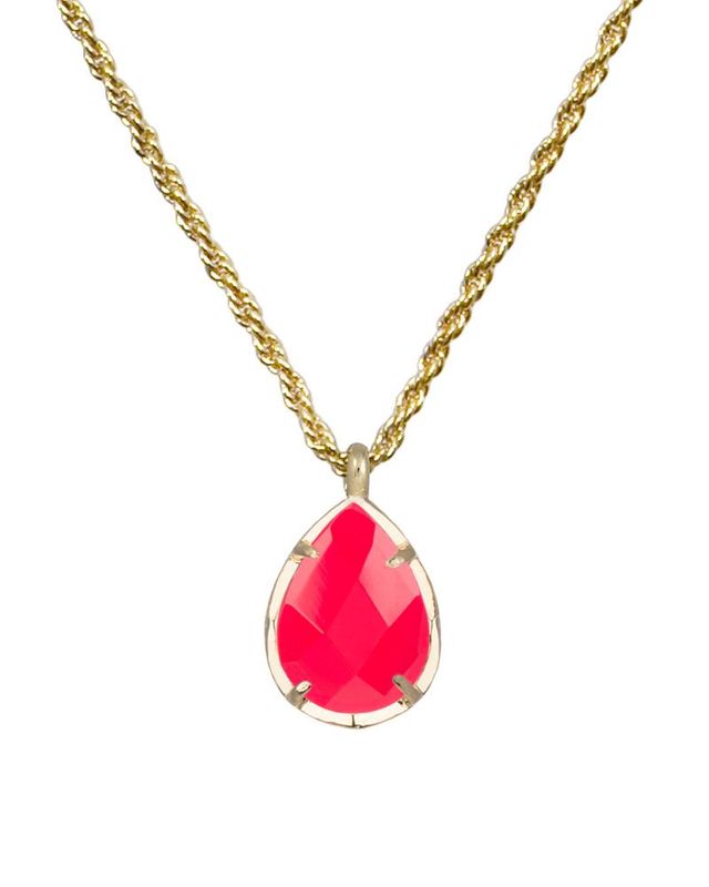 Kendra Scott Jae Star Gold Necklace in Bright Red Glass