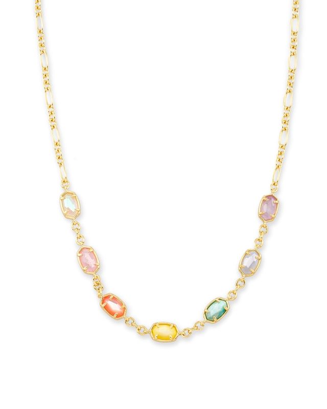 Emilie Gold Multi Strand Necklace in Light Blue Magnesite • Impressions  Online Boutique