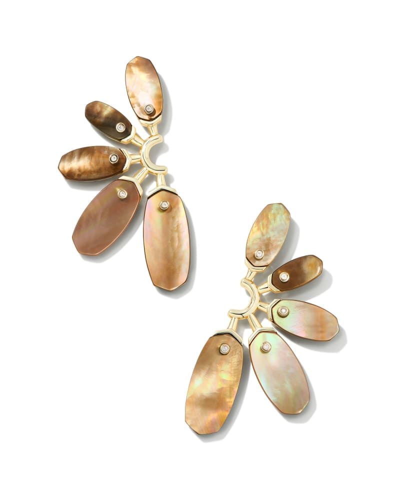 Colour Blossom sun ear stud, pink gold and white mother-of-pearl