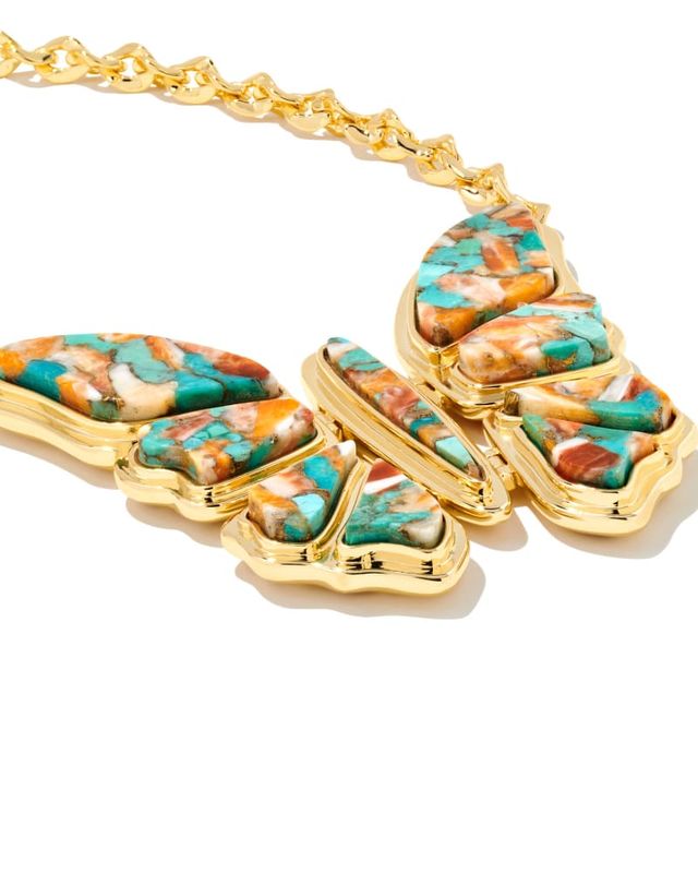 Elisa Gold Pendant Necklace in Bronze Veined Turquoise Magnesite