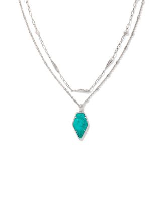 Framed Tessa Convertible Silver Multi Strand Necklace in Variegated Turquoise Magnesite