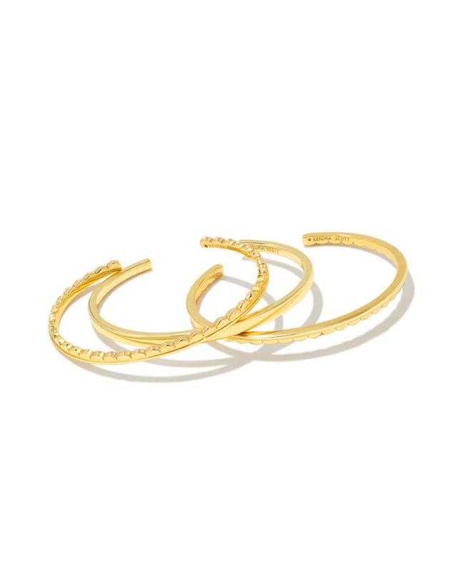 Selena Cuff Bracelet Set of 3 in Rose Gold
