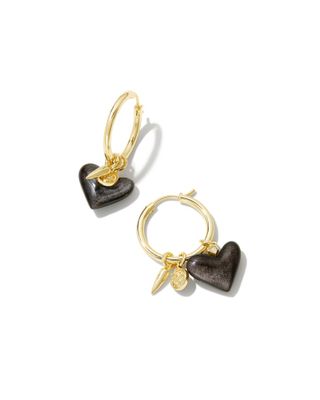 Frankie Gold Convertible Charm Hoop Earrings in Silver Obsidian