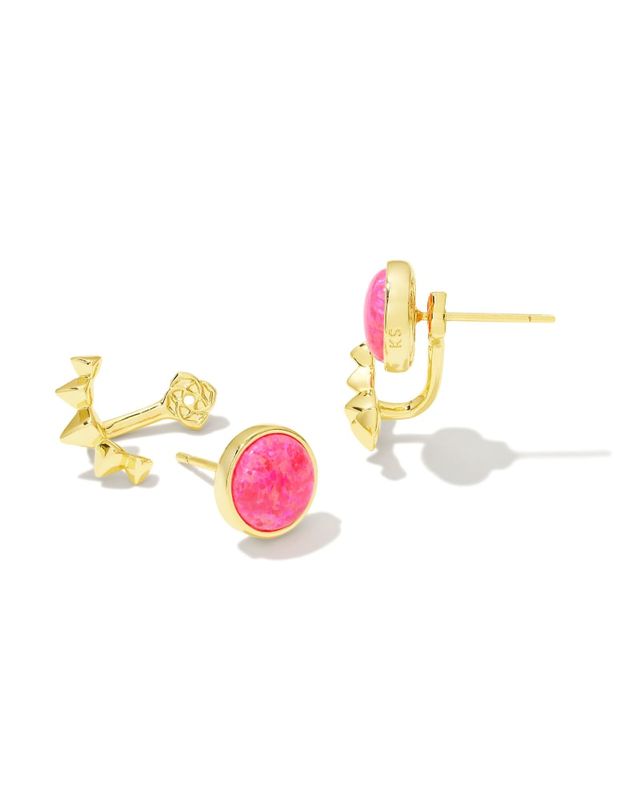 Kendra Scott Bright Pink Opal & 14k Gold-Plated Sienna Half Sun