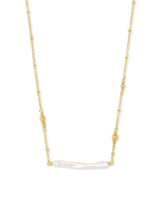 Eileen Gold Pendant Necklace in White Pearl