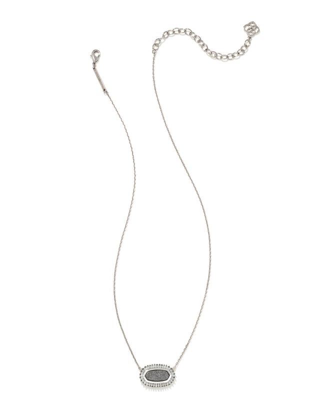 Elisa Gunmetal Pendant Necklace in Black
