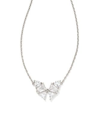 Blair Silver Butterfly Pendant Necklace in White Crystal